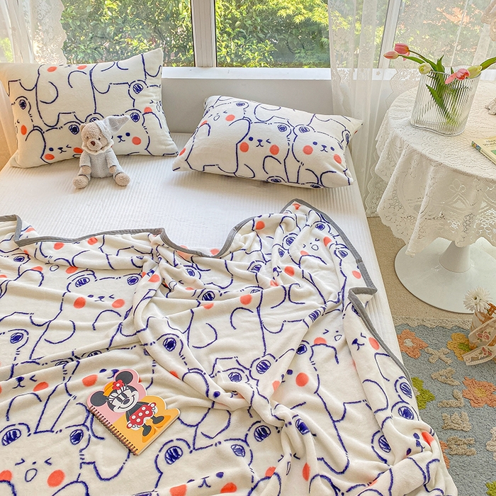 91家纺网 家纺一手货源 找家纺 慕尚家纺 2025新款雪貂绒高克重300g毛毯家用毛毯 小熊宝