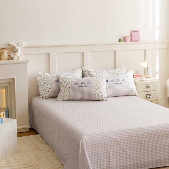 91家纺网 家纺一手货源 找家纺 卡姿家纺 2024秋冬呆萌小刺绣第三季 蝴蝶结小兔子-紫格