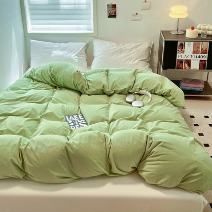 盛馨家纺 2024新款高克重加厚保暖纯色宝宝绒系列单被套 浅草绿