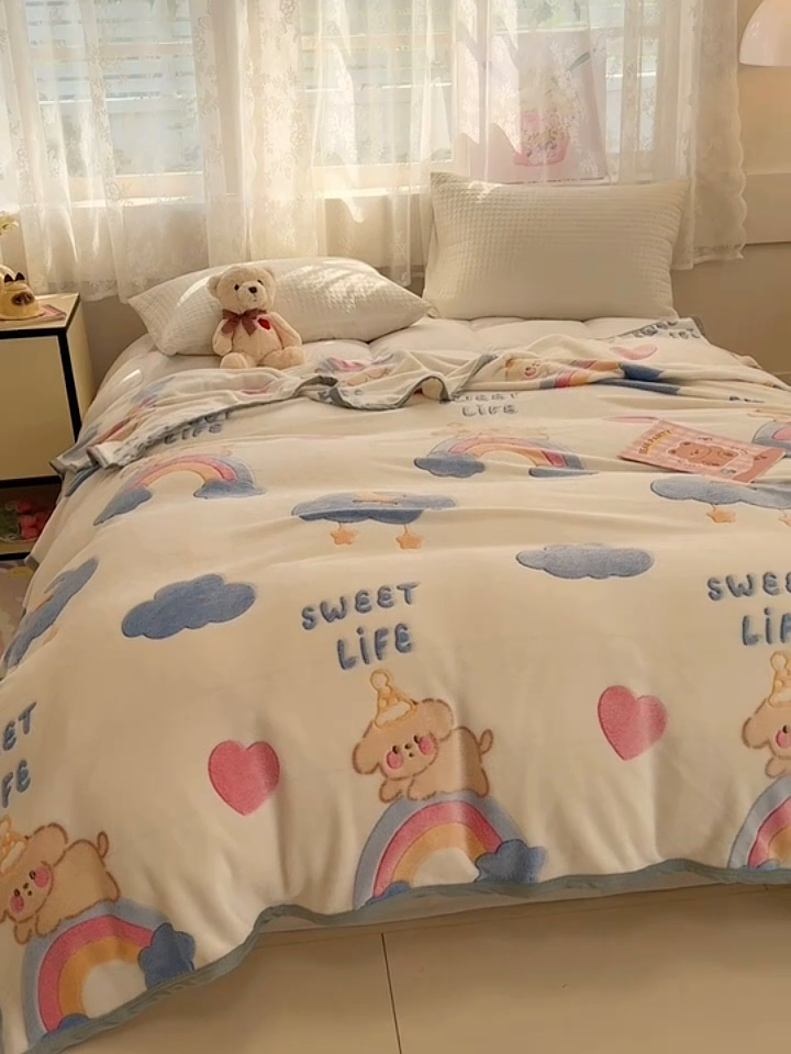 91家纺网 家纺一手货源 找家纺 慕尚家纺 2025新款高克重加厚雪花绒毛毯毯子 星屿