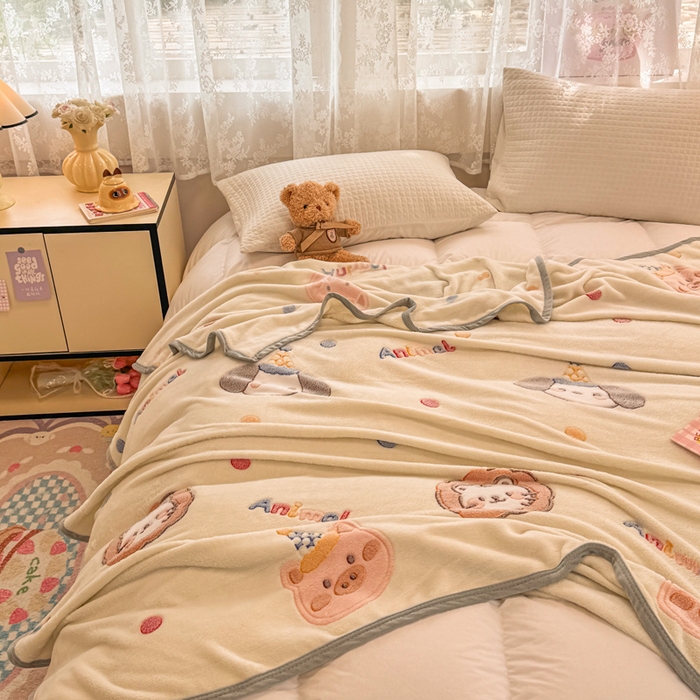 91家纺网 家纺一手货源 找家纺 慕尚家纺 2025新款高克重加厚雪花绒毛毯毯子 曲奇猫