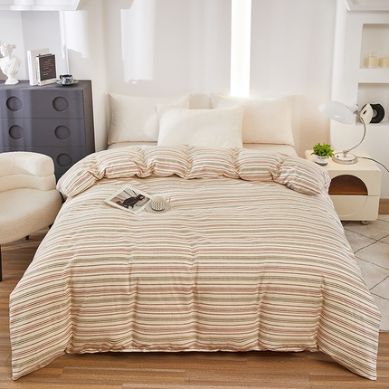 雲归梦 2024新款全棉多规格加厚磨毛多规格单品--单被套 单被套-时尚条-棕