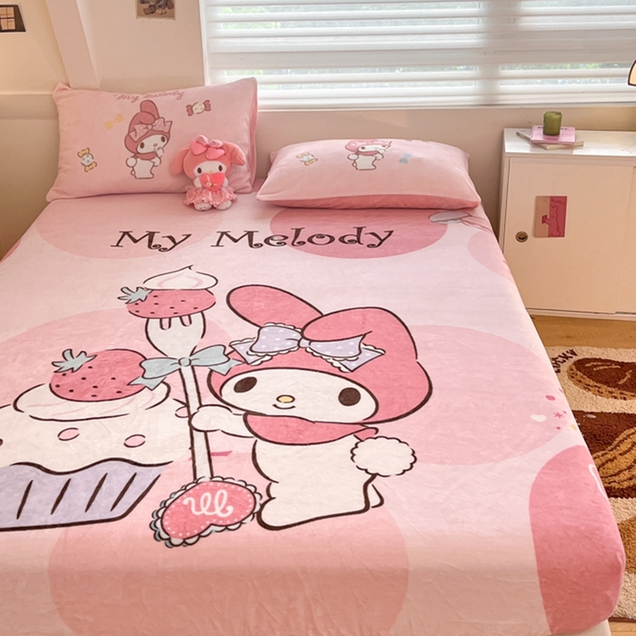 91家纺网 家纺一手货源 找家纺 金爱家 2024新款大阪单品牛奶绒床笠 绒-D草莓蛋糕美乐蒂