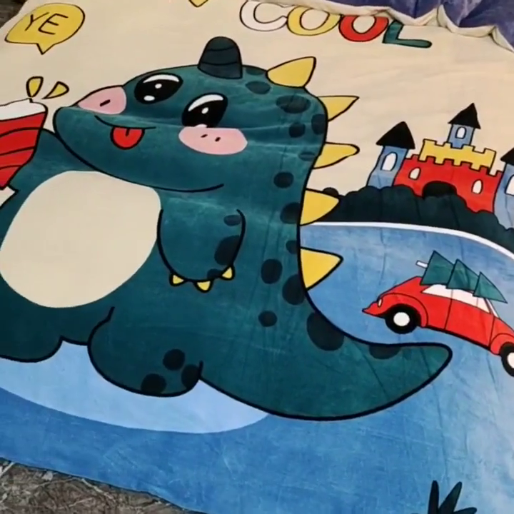 91家纺网 家纺一手货源 找家纺 宝薇 2024新款加厚牛奶绒大版卡通四件套 酷酷龙