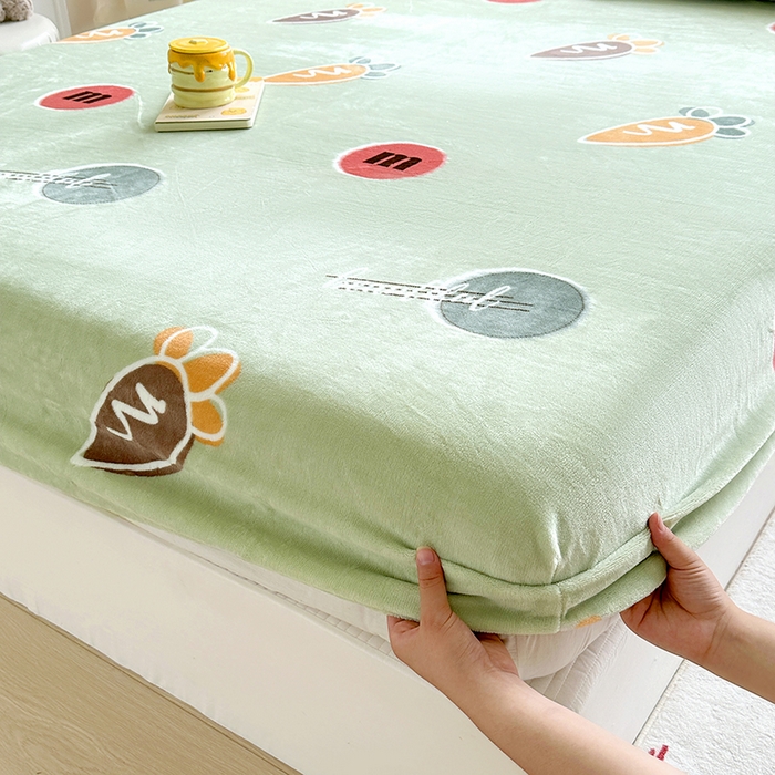 91家纺网 家纺一手货源 找家纺 家贝爱 2024新款加厚保暖牛奶绒床笠 1迷你萝卜