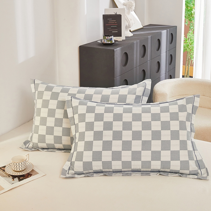 91家纺网 家纺一手货源 找家纺 雲归梦 2024新款全棉多规格加厚磨毛多规格单品--单枕套 单枕套-漾格-灰