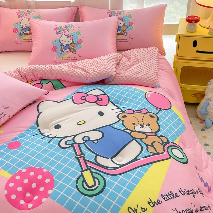 91家纺网 家纺一手货源 找家纺 ds生活馆 2025新款三丽鸥大版印花豆豆被春秋被冬被 快乐凯蒂