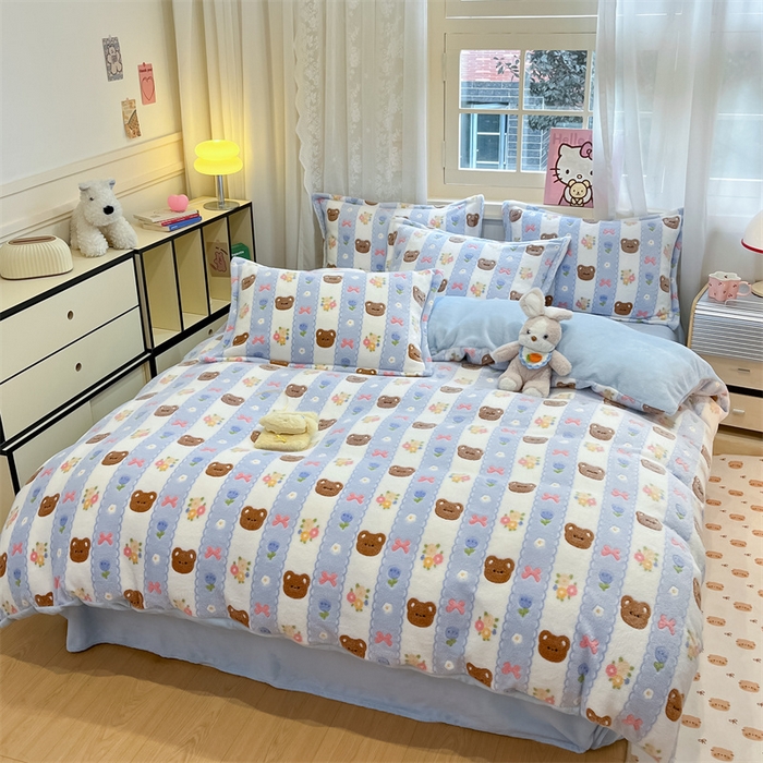 91家纺网 家纺一手货源 找家纺 川悦生活 2024新款雪花绒印花单被套系列-夜景 小熊花园