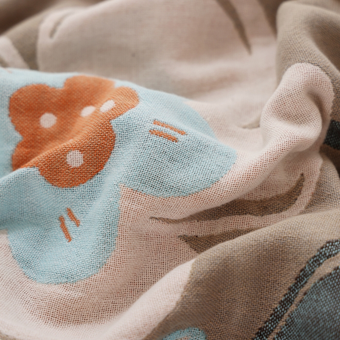 91家纺网 家纺一手货源 找家纺 朴尔家纺-毛巾被 2024新款全棉欣软系列定位四层加厚柔软纱布枕巾 花枝