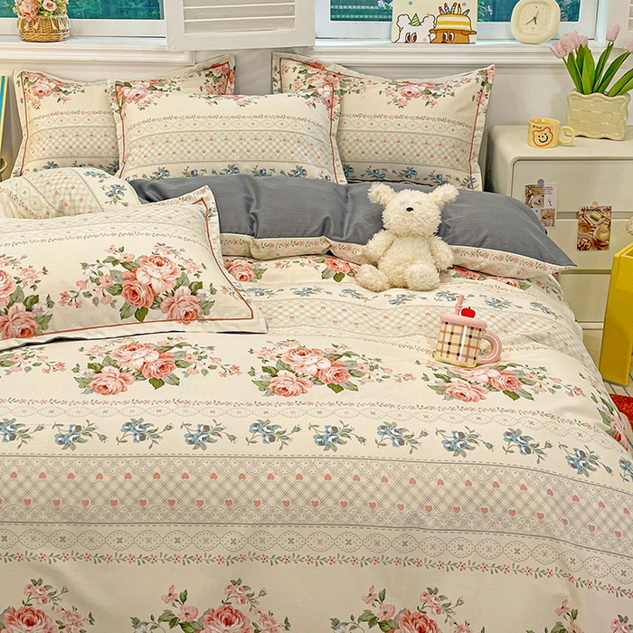 91家纺网 家纺一手货源 找家纺 2024直播爆款全棉磨毛喷气印花加厚保暖四件套（一字绣） 全棉磨毛-法式庄园