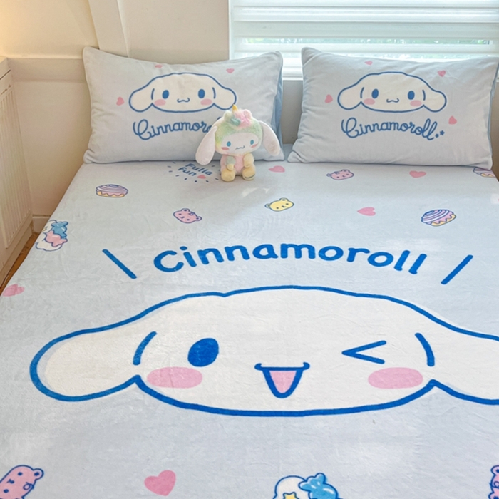 91家纺网 家纺一手货源 找家纺 金爱家 2024新款大阪单品牛奶绒床笠 绒-D开心大耳狗