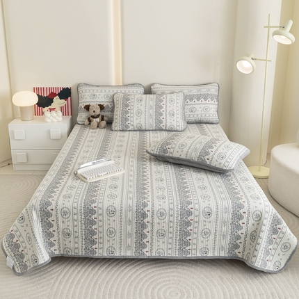 茉夕 2024跑量款暖绒纯棉印花水洗床盖 暖绒-南怀瑾(灰)