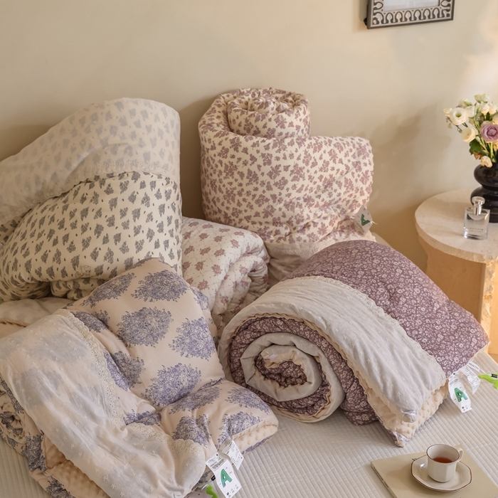 91家纺网 家纺一手货源 找家纺 （总）U被家纺 2025新款法式拼边针织棉豆豆被被子被芯（此款被子有券后控价 联系商家）