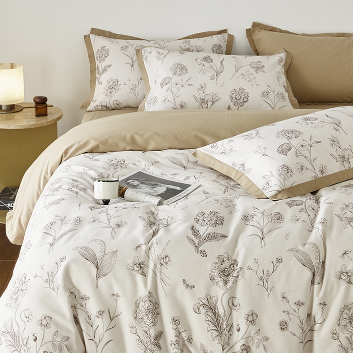 91家纺网 家纺一手货源 找家纺 千朵森 2024新款全棉拼角磨毛四件套-风格二 枝上