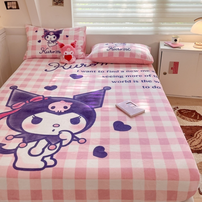 91家纺网 家纺一手货源 找家纺 金爱家 2024新款大阪单品牛奶绒床笠 绒-D纷纷库洛米