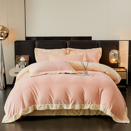 91家纺网 家纺一手货源 找家纺 （总）全季家居 2024新款A类加厚保暖3D雕花拼角牛奶绒四件套