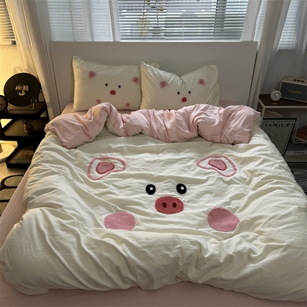 91家纺网 家纺一手货源 找家纺 （总）奈颜 2024新款爆款超柔水洗棉大板毛巾绣四件套学生宿舍三件套