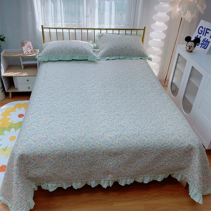 91家纺网 家纺一手货源 找家纺 （总）暖居 2024新款50棉50天丝防滑不跑床夹棉床单四季通用床盖三件套