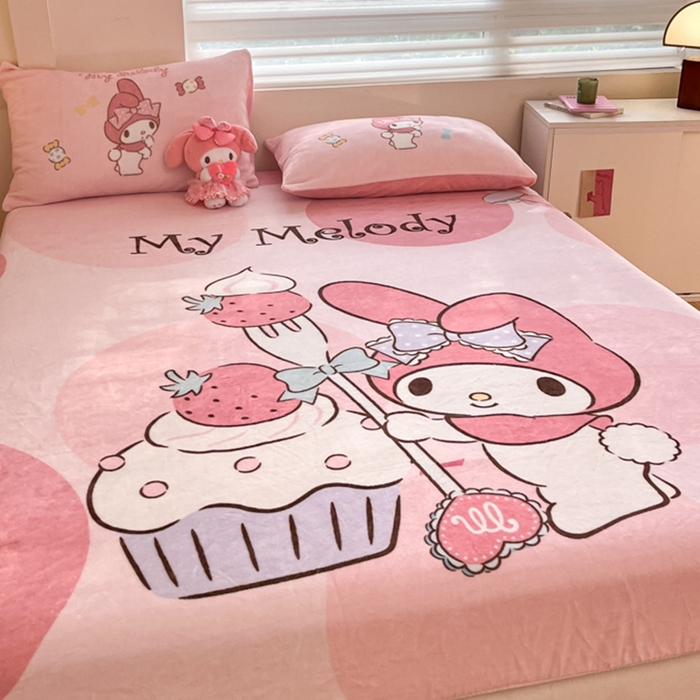 91家纺网 家纺一手货源 找家纺 金爱家 2024新款大阪单品牛奶绒床笠 绒-D草莓蛋糕美乐蒂