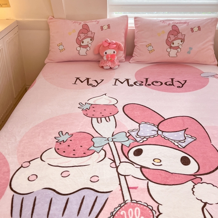 91家纺网 家纺一手货源 找家纺 金爱家 2024新款大阪单品牛奶绒床笠 绒-D草莓蛋糕美乐蒂