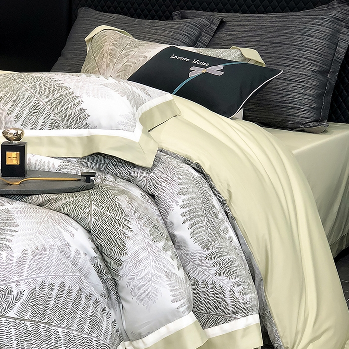 91家纺网 家纺一手货源 找家纺 若未家居 LOVEWE HOUSE 2025新款50S全棉数码印花四件套-挪威森林 挪威森林-绿