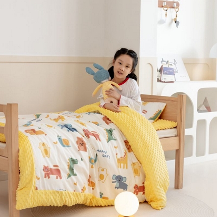 91家纺网 家纺一手货源 找家纺 （总）艾佳宝贝 2024秋冬全棉豆豆绒儿童多功能可拆卸盖毯被单被套