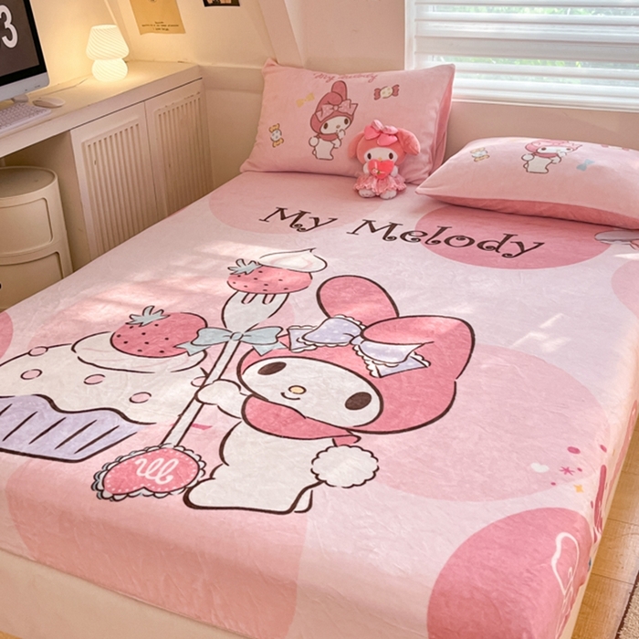 91家纺网 家纺一手货源 找家纺 金爱家 2024新款大阪单品牛奶绒床笠 绒-D草莓蛋糕美乐蒂