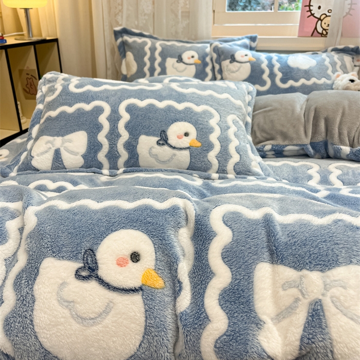 91家纺网 家纺一手货源 找家纺 川悦生活 2024新款雪花绒印花单被套系列-夜景 快乐鸭鸭