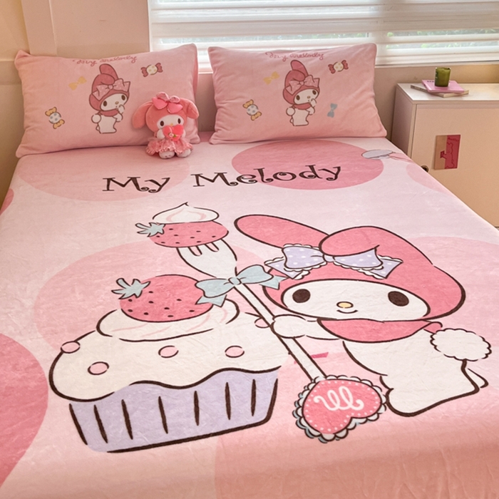 91家纺网 家纺一手货源 找家纺 金爱家 2024新款大阪单品牛奶绒床笠 绒-D草莓蛋糕美乐蒂