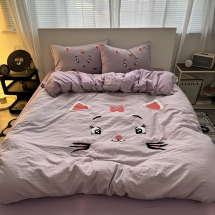 91家纺网 家纺一手货源 找家纺 （总）奈颜 2024新款爆款超柔水洗棉大板毛巾绣四件套学生宿舍三件套