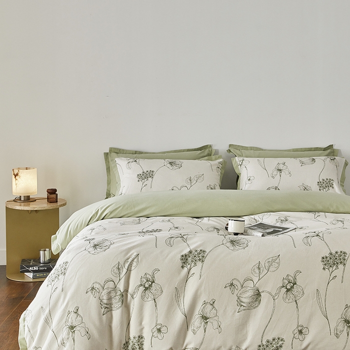 91家纺网 家纺一手货源 找家纺 千朵森 2024新款全棉拼角磨毛四件套-风格二 花拾光