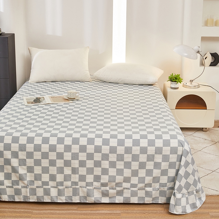 91家纺网 家纺一手货源 找家纺 雲归梦 2024新款全棉多规格加厚磨毛多规格单品--单床单 单床单-漾格-灰