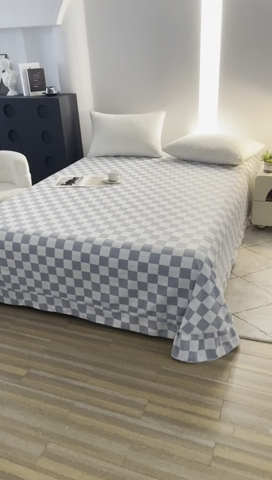 91家纺网 家纺一手货源 找家纺 雲归梦 2024新款全棉多规格加厚磨毛多规格单品--单床单 单床单-漾格-灰