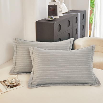 91家纺网 家纺一手货源 找家纺 雲归梦 2024新款全棉多规格加厚磨毛多规格单品--单枕套 单枕套-条芬芳-灰