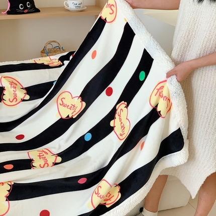 91家纺网 家纺一手货源 找家纺 （总）2024新款INS卡通羊羔绒毛毯盖毯-风格二