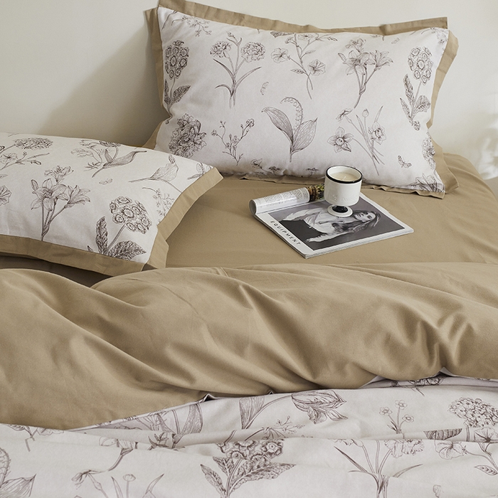 91家纺网 家纺一手货源 找家纺 千朵森 2024新款全棉拼角磨毛四件套-风格二 枝上