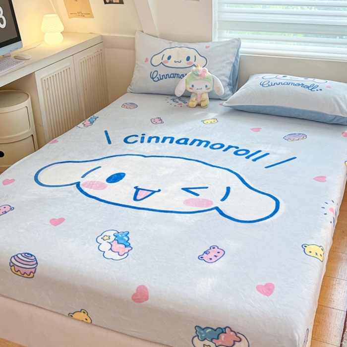 91家纺网 家纺一手货源 找家纺 金爱家 2024新款大阪单品牛奶绒床笠 绒-D开心大耳狗