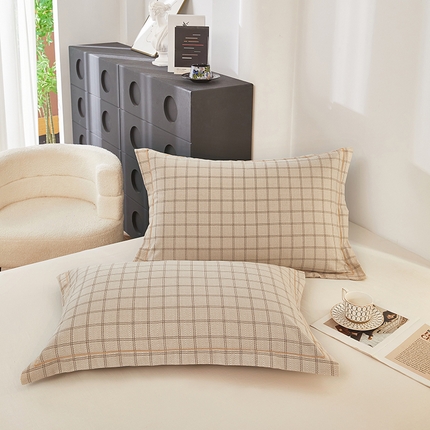 雲归梦 2024新款全棉多规格加厚磨毛多规格单品--单枕套 单枕套-风景梦格-棕