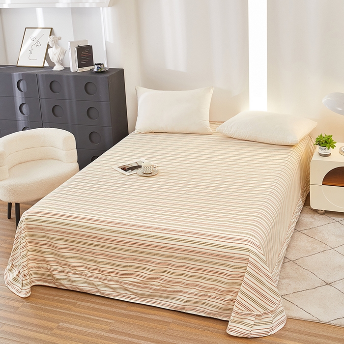 91家纺网 家纺一手货源 找家纺 雲归梦 2024新款全棉多规格加厚磨毛多规格单品--单床单 单床单-时尚条-棕