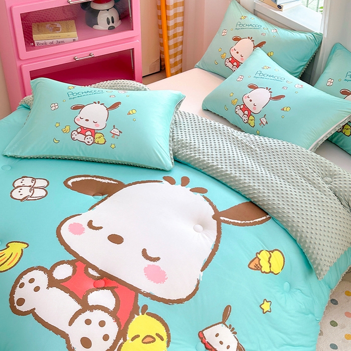 91家纺网 家纺一手货源 找家纺 ds生活馆 2025新款三丽鸥大版印花豆豆被春秋被冬被 香蕉帕恰狗