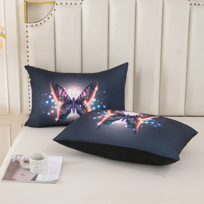 91家纺网 家纺一手货源 找家纺 璐维斯家纺 2025款 现货压缩发货 外贸跨境数码印花大版枕头枕芯temu shein 亚马逊 黑蝴蝶花50*70cm/只