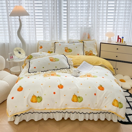 91家纺网 家纺一手货源 找家纺 （总）格真 2024新款加厚保暖豆豆绒牛奶绒单床盖被套三件套四件套