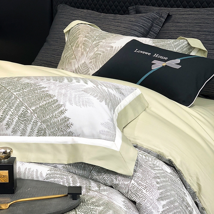 91家纺网 家纺一手货源 找家纺 若未家居 LOVEWE HOUSE 2025新款50S全棉数码印花四件套-挪威森林 挪威森林-绿