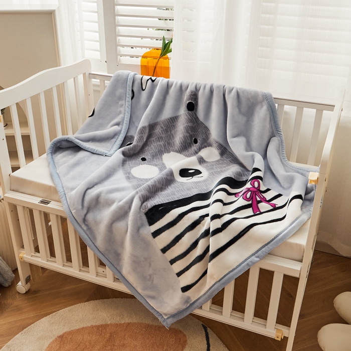 91家纺网 家纺一手货源 找家纺 凯轩毛毛毯毯子网销专供 2024新款舒适亲肤加大加厚儿童云毛毯毯子 盼盼  灰