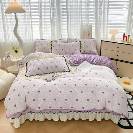 91家纺网 家纺一手货源 找家纺 （总）格真 2024新款加厚保暖豆豆绒牛奶绒单床盖被套三件套四件套