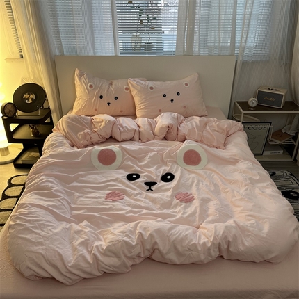 91家纺网 家纺一手货源 找家纺 （总）奈颜 2024新款爆款超柔水洗棉大板毛巾绣四件套学生宿舍三件套