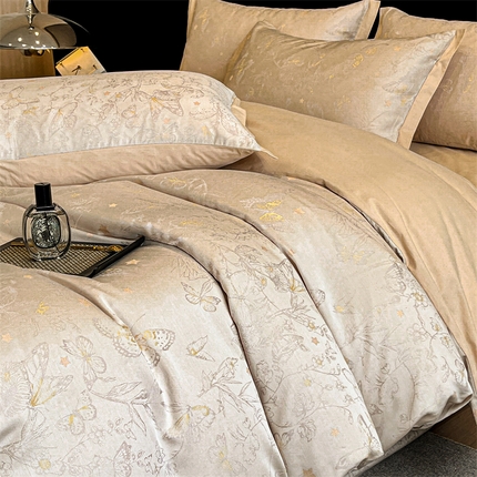 蓝米卡夫 2024新保暖-秋冬A类100支磨毛色织大提花-彩蝶系列（礼盒包装） 彩蝶SZ-香槟金