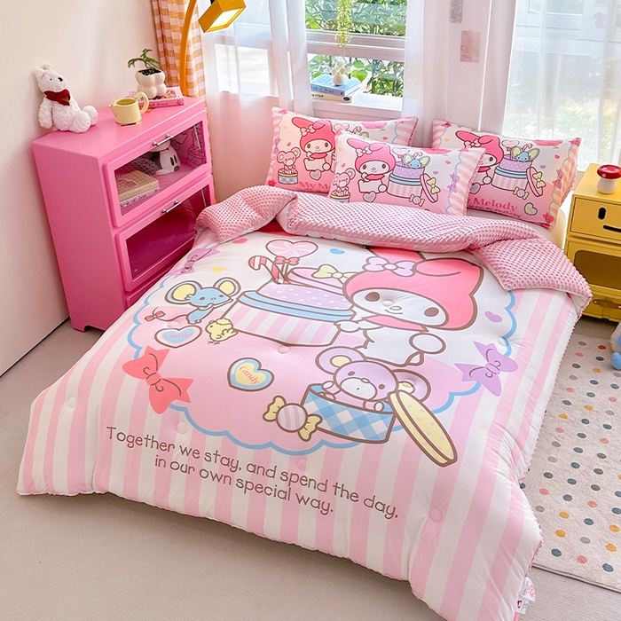 91家纺网 家纺一手货源 找家纺 ds生活馆 2025新款三丽鸥大版印花豆豆被春秋被冬被 蛋糕美乐蒂