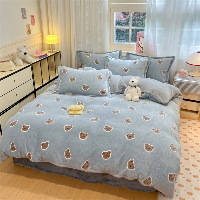 91家纺网 家纺一手货源 找家纺 川悦生活 2024新款雪花绒印花单被套系列-夜景 啵啵熊