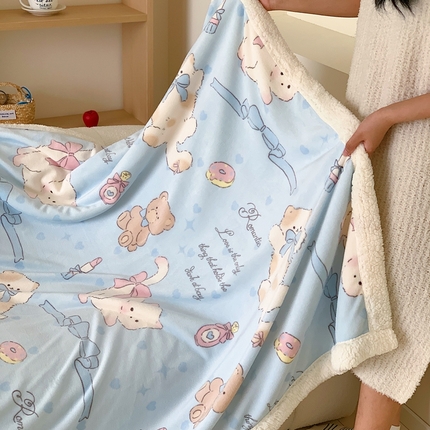 91家纺网 家纺一手货源 找家纺 （总）2024新款INS卡通羊羔绒毛毯盖毯-风格二